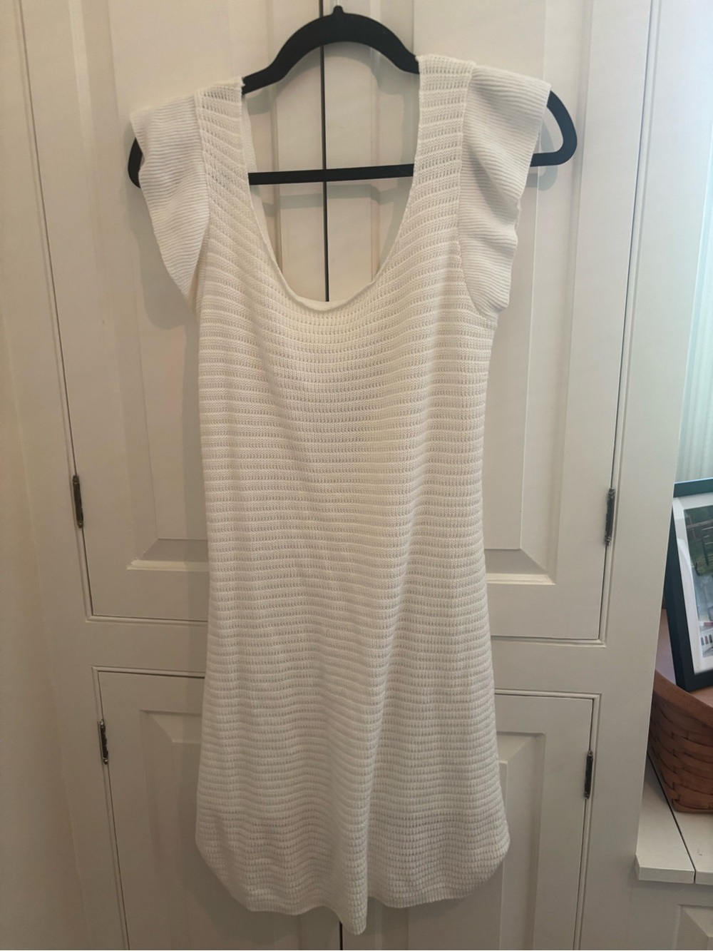 Promise White Knit Mini Dress with Flutter Sleeves